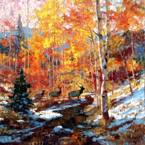 Elk and Aspens by Robert Moore