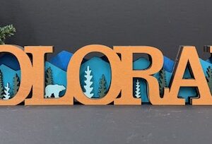 Colorado 3-D Wood Art (Brown/Blue)